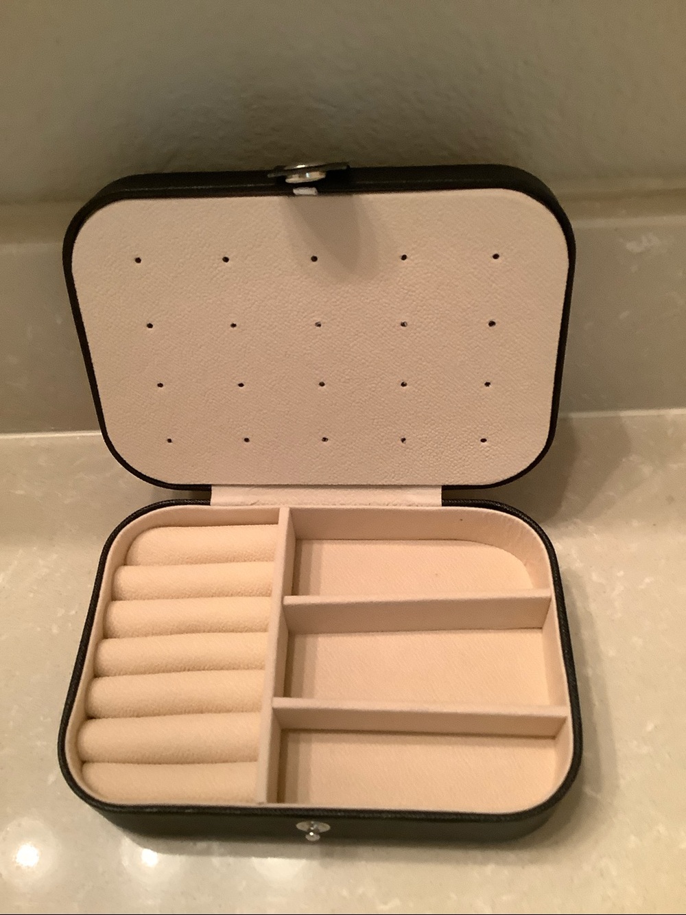 Black Travel Jewelry Case with Snap Closure